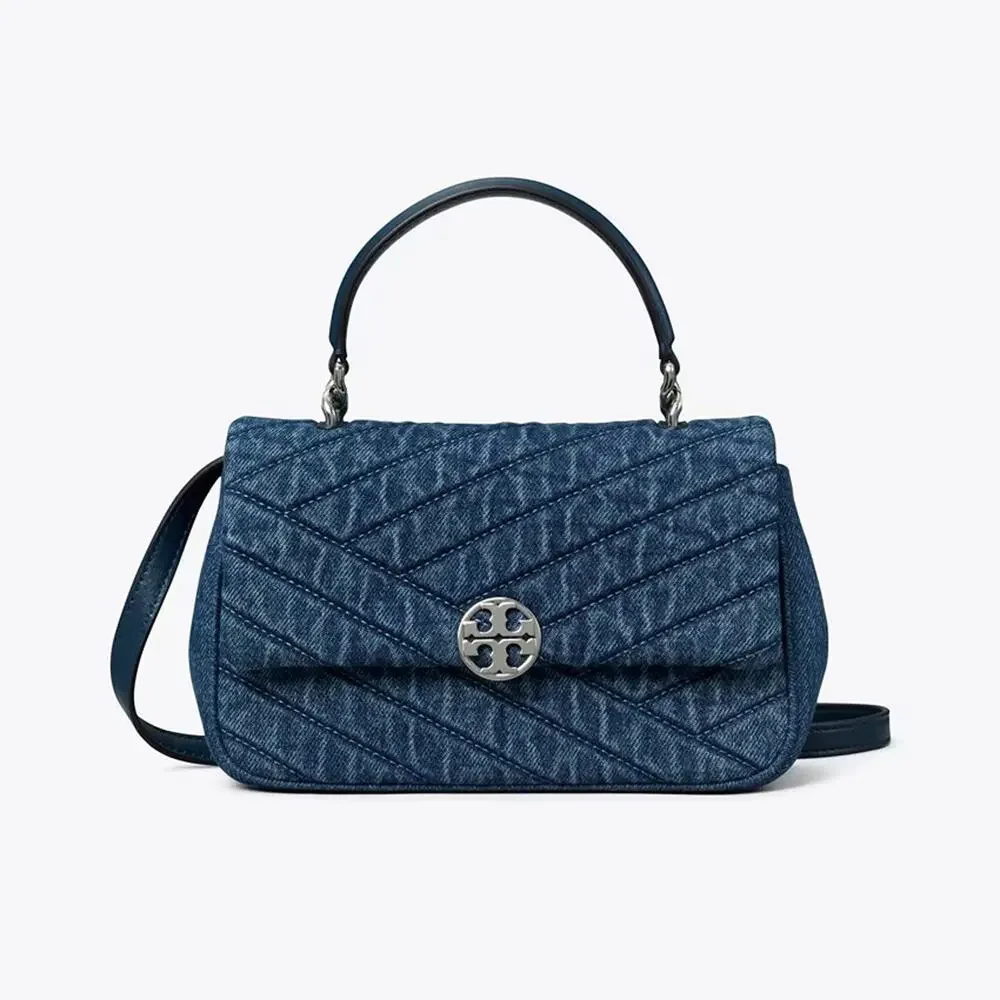 NEW‼️Tory Burch Willa Chevron Denim Top Handle 187351 $500